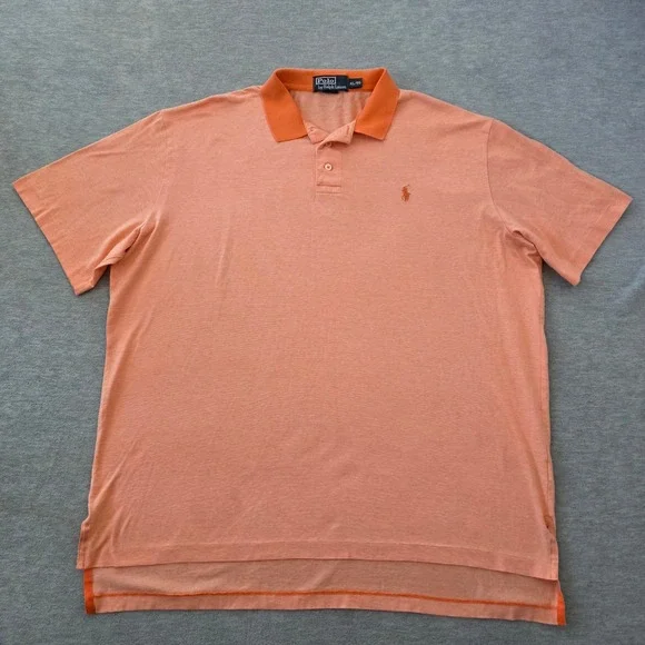 Polo Ralph Lauren Mens XL Pima Cotton Micro Stripe Polo Shirt Orange White - Picture 2 of 8